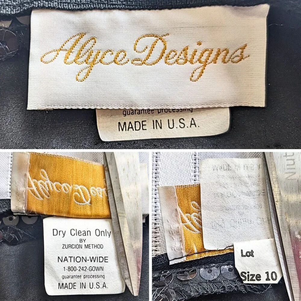 Vtg 80s ALYCE Sequin Ruffle 1-Shoulder Asymmetrical Latin Ballroom Pageant Dress